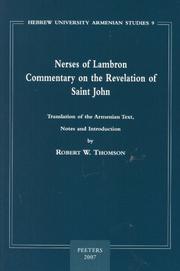 Cover of: Nerses of Lambron: Commentary on the Revelaton of Saint John (Hebrew University Armenian Studies) (Hebrew University Armenian Studies)