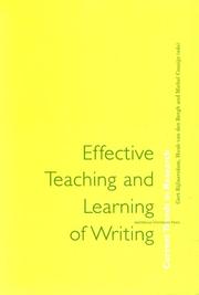 Cover of: Effective Teaching and Learning of Writing: Current Trends in Research (Amsterdam University Press - Studies in Writing)
