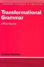 Transformational grammar : a first course