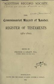Cover of: The Commissariot Record of  Lauder by Scottish Record Society