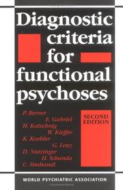 Cover of: Diagnostic criteria for functional psychoses