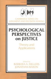 Psychological perspectives on justice : theory and applications