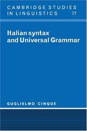 Cover of: Italian syntax and universal grammar