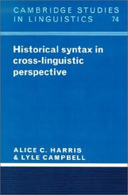 Cover of: Historical syntax in cross-linguistic perspective by Alice C. Harris