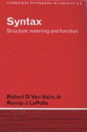 Cover of: Syntax: Structure, Meaning, and Function (Cambridge Textbooks in Linguistics)