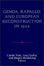 Cover of: Genoa, Rapallo, and European Reconstruction in 1922 (Publications of the German Historical Institute)