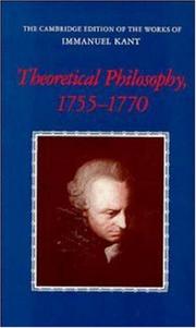 Theoretical philosophy, 1755-1770