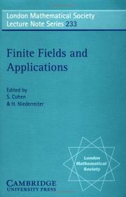 Cover of: Finite fields and applications: proceedings of the third international conference, Glasgow, July 1995