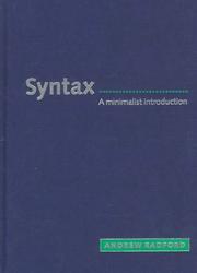 Cover of: Syntax: A Minimalist Introduction