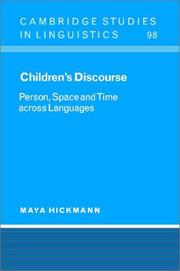 Cover of: Children's discourse: person, space and time across languages