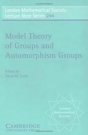 Model theory of groups and automorphism groups : Blaubeuren, August 1995