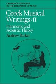 Greek musical writings. Vol. 2, Harmonic and acoustic theory