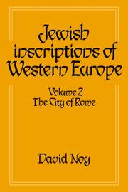 Jewish inscriptions of Western Europe. Vol.2, The City of Rome