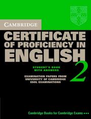 Cover of: Cambridge Certificate of Proficiency in English 2 Student's Book with Answers by University of Cambridge Local Examinations Syndicate
