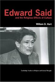 Cover of: Edward Said and the Religious Effects of Culture (Cambridge Studies in Religion and Critical Thought) by William D. Hart
