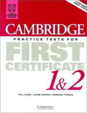 Cover of: Cambridge Practice Tests for First Certificate 1 & 2 Student's book (FCE Practice Tests)