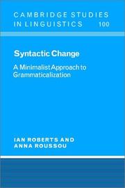 Cover of: Syntactic change: a minimalist approach to grammaticalization