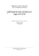 Cover of: Cròniques del Rosselló: segles XVI-XVII