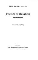 Cover of: Poetics of relation