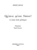 Cover of: Qu'est-ce qu'une nation? by Ernest Renan