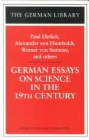 Cover of: German essays on science in the 19th century