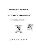 Dictionnaire généalogique "famille Déry", 1669-1994