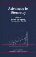 Cover of: Advances in biometry: 50 years of the International Biometric Society