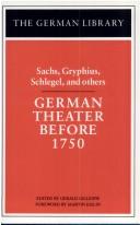 Cover of: German theater before 1750