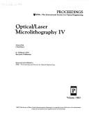 Cover of: Optical/laser microlithography IV by Victor Pol, chair/editor ; sponsored and published by SPIE--the International Society for Optical Engineering.