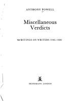 Miscellaneous verdicts : writings on writers 1946-1989