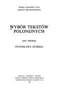 Cover of: Wybór tekstów polonijnych