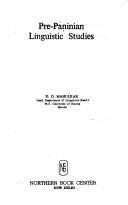 Cover of: Pre-Pāṇinian linguistic studies