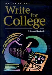 Cover of: Write for College by Patrick Sebranek, Verne Meyer, Dave Kemper