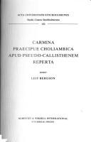 Cover of: Carmina praecipue choliambica apud Pseudo-Callisthenem reperta