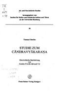 Cover of: Studie zum Cāndravyākaraṇa: eine kritische Bearbeitung von Candra IV.4.52-148 und V.2