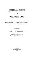 Cover of: Critical issues in welfare law
