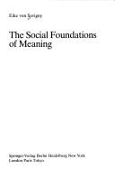 Cover of: The social foundations of meaning