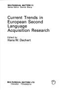 Cover of: Current trends in European second language acquisition research