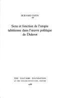 Sens et fonction de l'utopie tahitienne dans l'œuvre politique de Diderot