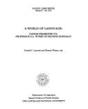 Cover of: A World of language: papers presented to Professor S.A. Wurm on his 65th birthday