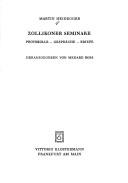 Cover of: Zollikoner Seminare: Protokolle, Gespräche, Briefe