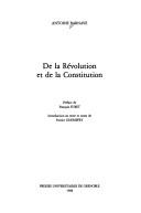 Cover of: De la Révolution et de la Constitution
