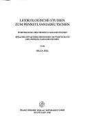 Lexikologische Studien zum Pennsylvaniadeutschen by Helga Seel