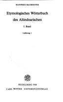 Cover of: Etymologisches Wörterbuch des Altindoarischen