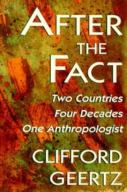Cover of: After the Fact: Two Countries, Four Decades, One Anthropologist (The Jerusalem-Harvard Lectures)