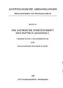 Cover of: Die satirische Streitschrift des Papyrus Anastasi I: Übersetzung und Kommentar
