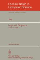 Cover of: Logics of programs: Brooklyn, June 17-19, 1985 : proceedings