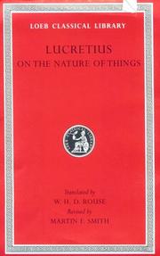 Cover of: Lucretius: On the Nature of Things  (Loeb Classical Library No. 181)