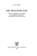 Cover of: Die Frauenklage: Studien zur elegischen Verserzählung in der englischen Literatur des Spätmittelalters und der Renaissance