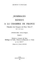 Cover of: Hommages rendus à la Chambre de France: Chambre des comptes de Paris, série P, XIVe-XVIe siècles : inventaire analytique